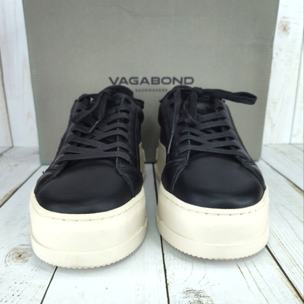Vagabond Judy Black Leather Platform Sneakers - Picture 3 of 13